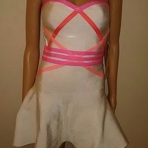 Beautiful Strapless White Dress with Colorful